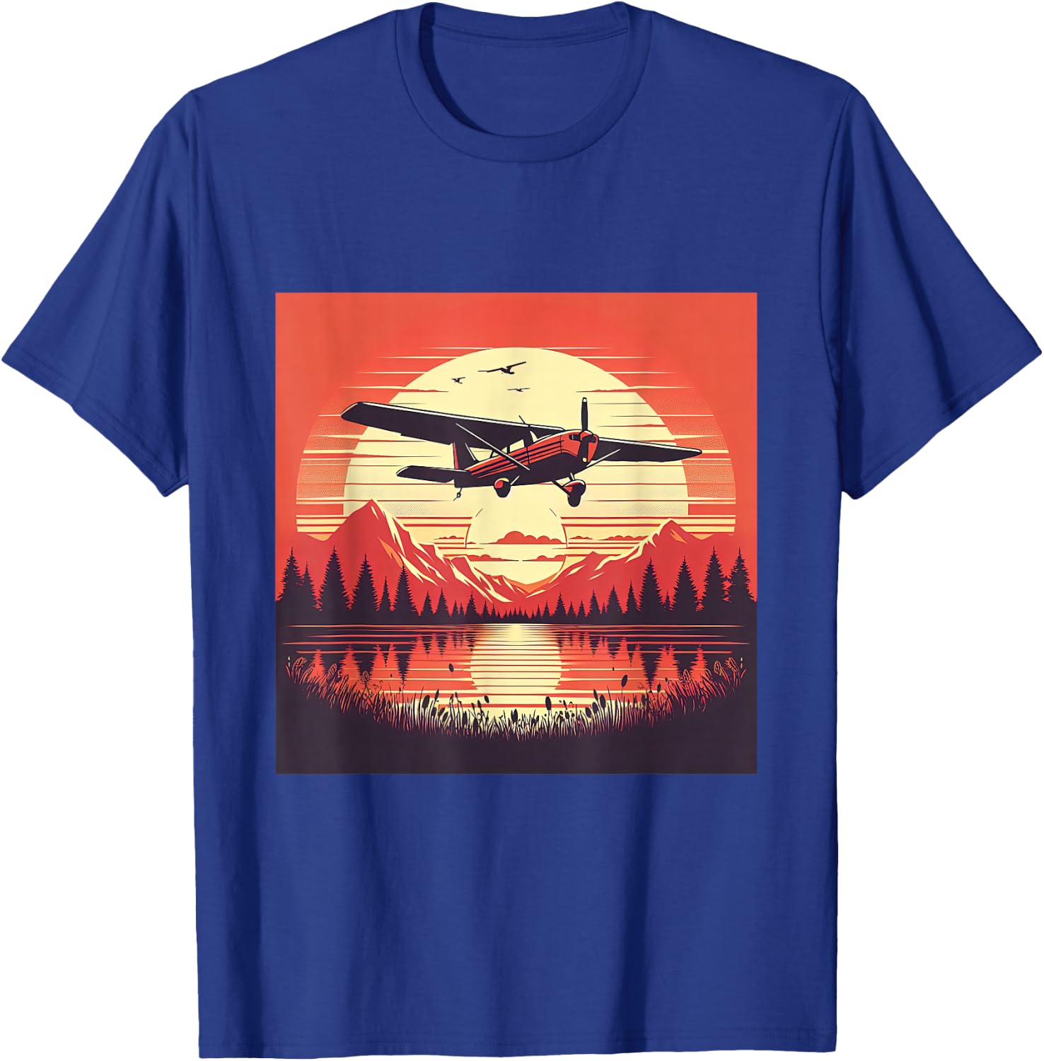C-172 Skyhawk Vintage C172 Airplane Retro Sunset Pilot T-Shirt - T-Shirt | Royal