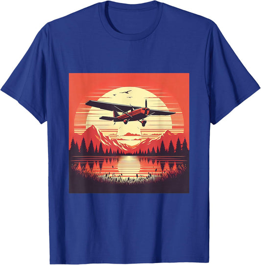 C-172 Skyhawk Vintage C172 Airplane Retro Sunset Pilot T-Shirt - T-Shirt | Royal
