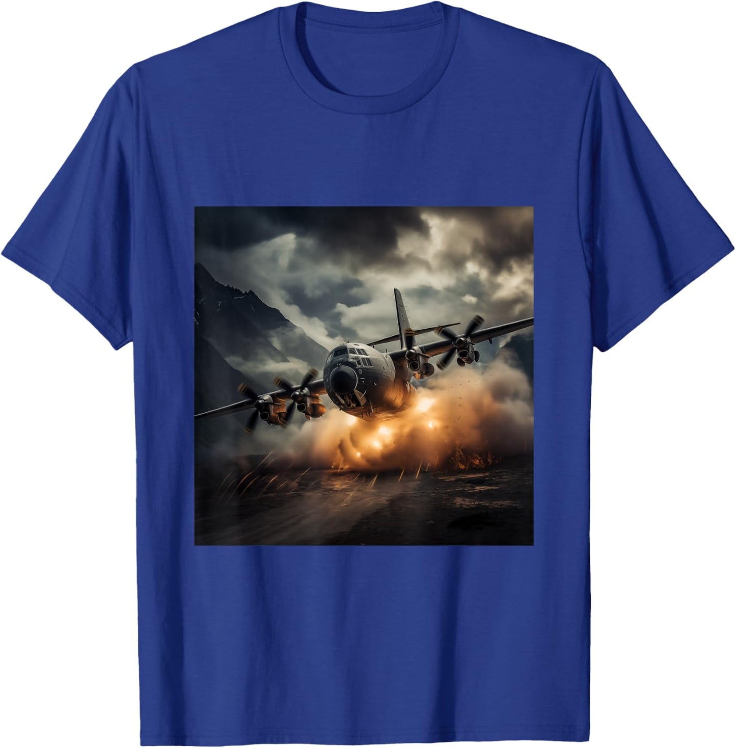 C130 Gunship Military Plane in Flight T-Shirt - T-Shirt | Royal