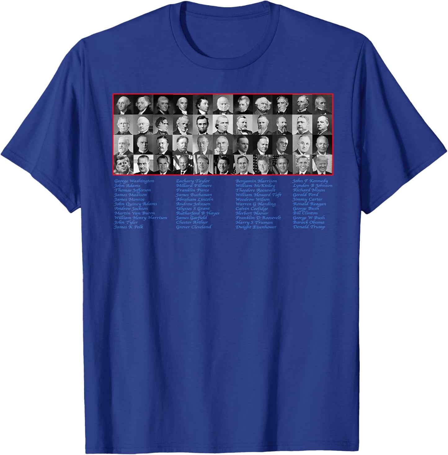 United States Of America Presidents from Washington to Trump T-Shirt - T-Shirt | Royal