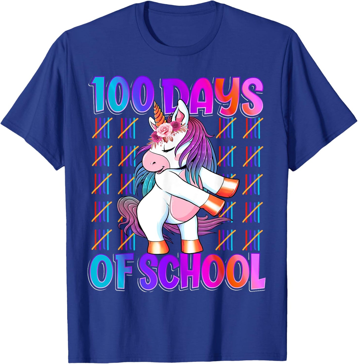 100 Magical Day of School And Still Awesome 100 Days Smarter Unicorn Kids School Shirt Black Kids Small T-Shirt - T-Shirt | Royal