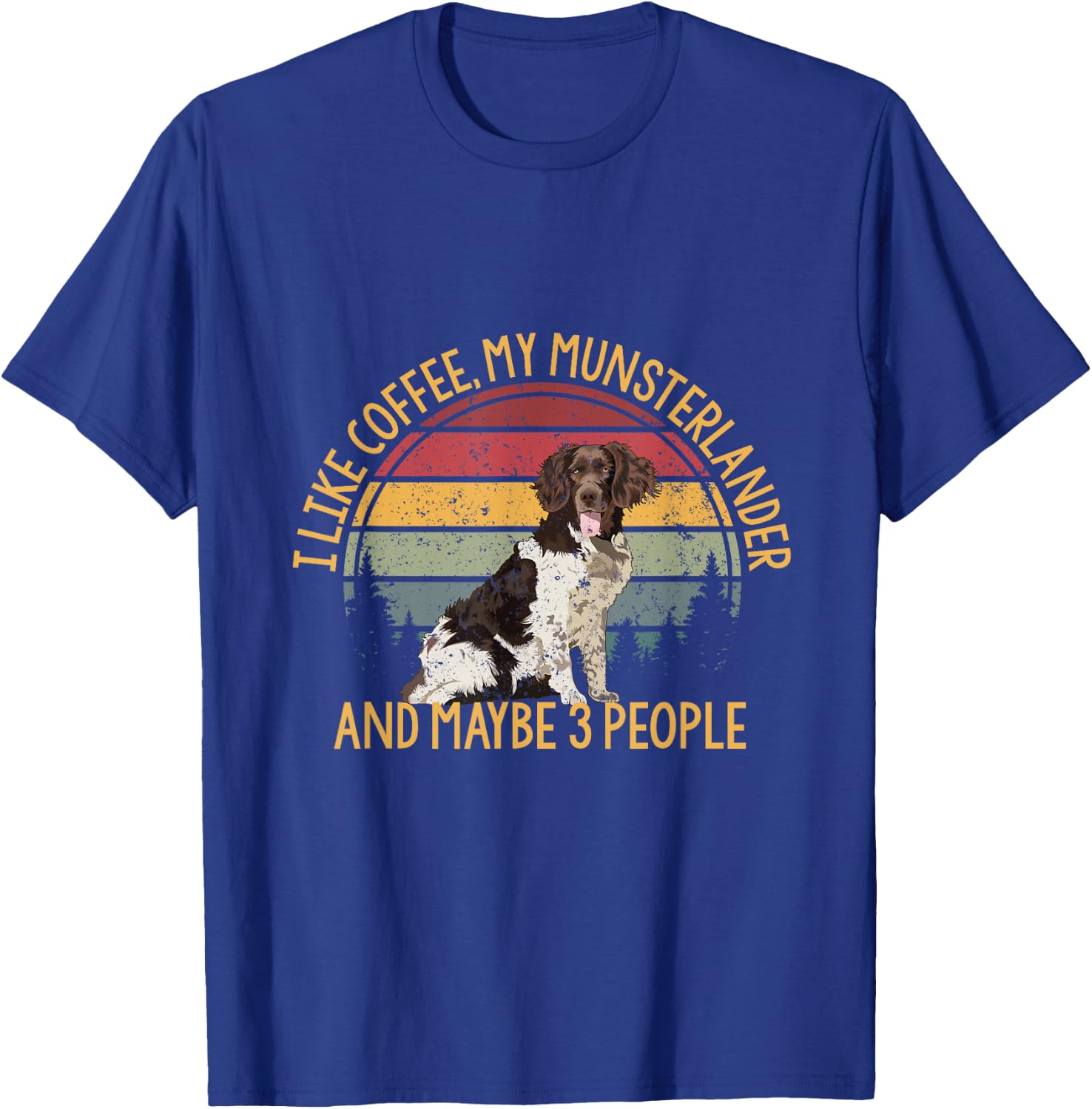 Coffee and my munsterlander Münsterländer 3 people dog T-Shirt - T-Shirt | Royal