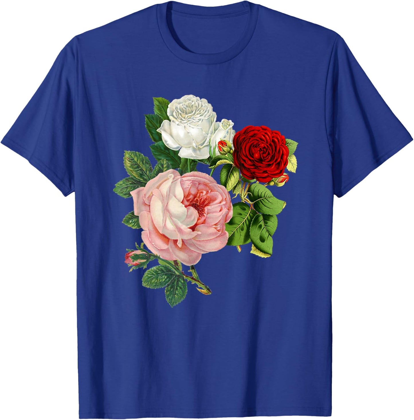Vintage Roses Flower Floral Illustration Blossom Lovers T-Shirt - T-Shirt | Royal