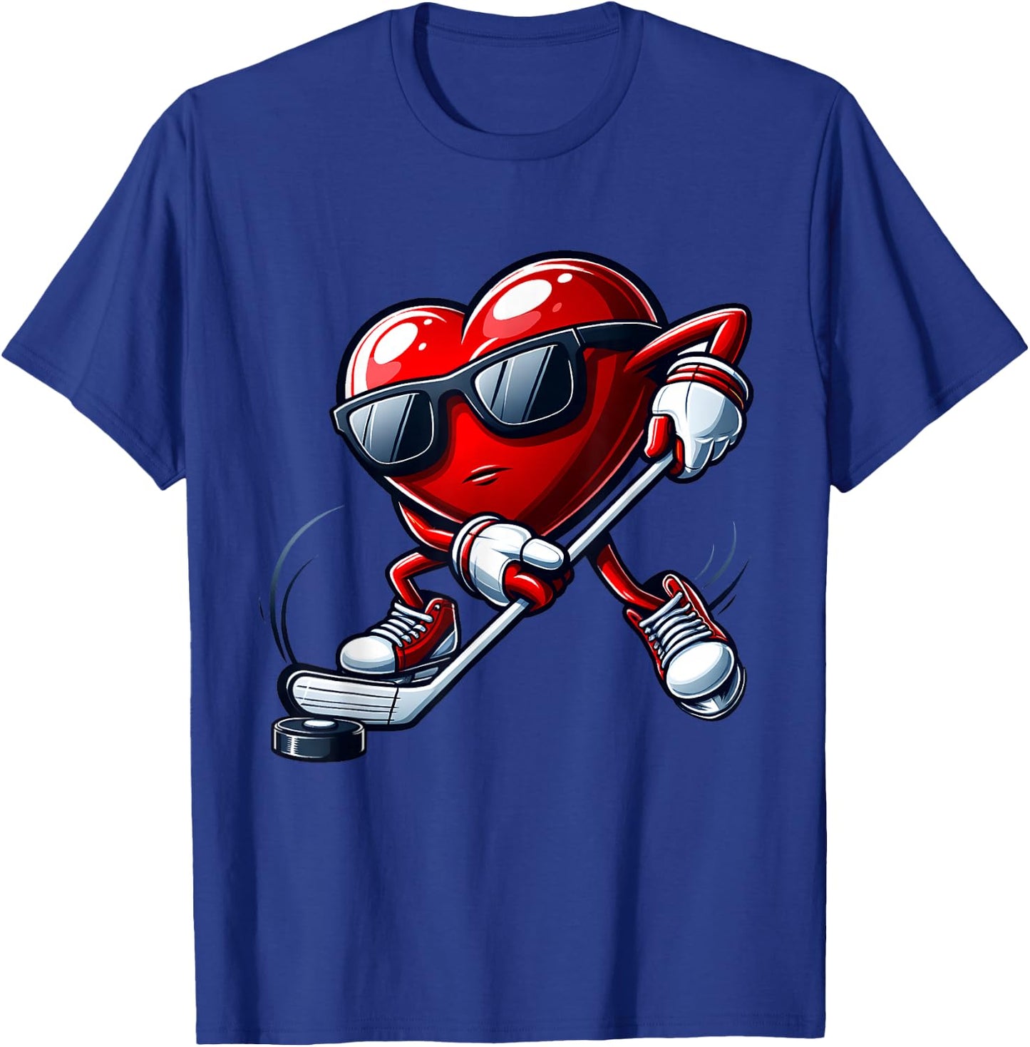 Funny Heart Playing Hockey Valentines Day Boys Kids T-Shirt - T-Shirt | Royal