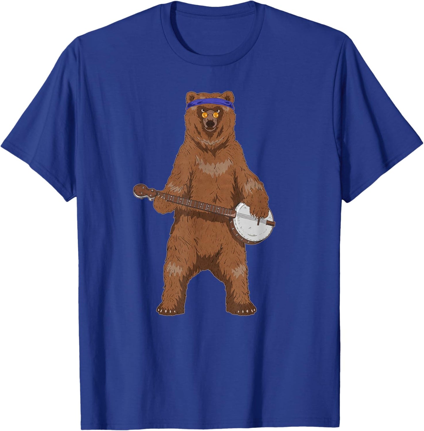 Vintage Retro Banjo Bear Hippie Bluegrass Throwback Musician T-Shirt - T-Shirt | Royal