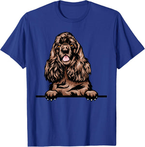Peeking Chocolate Cocker Spaniel Dog T-Shirt - T-Shirt | Royal