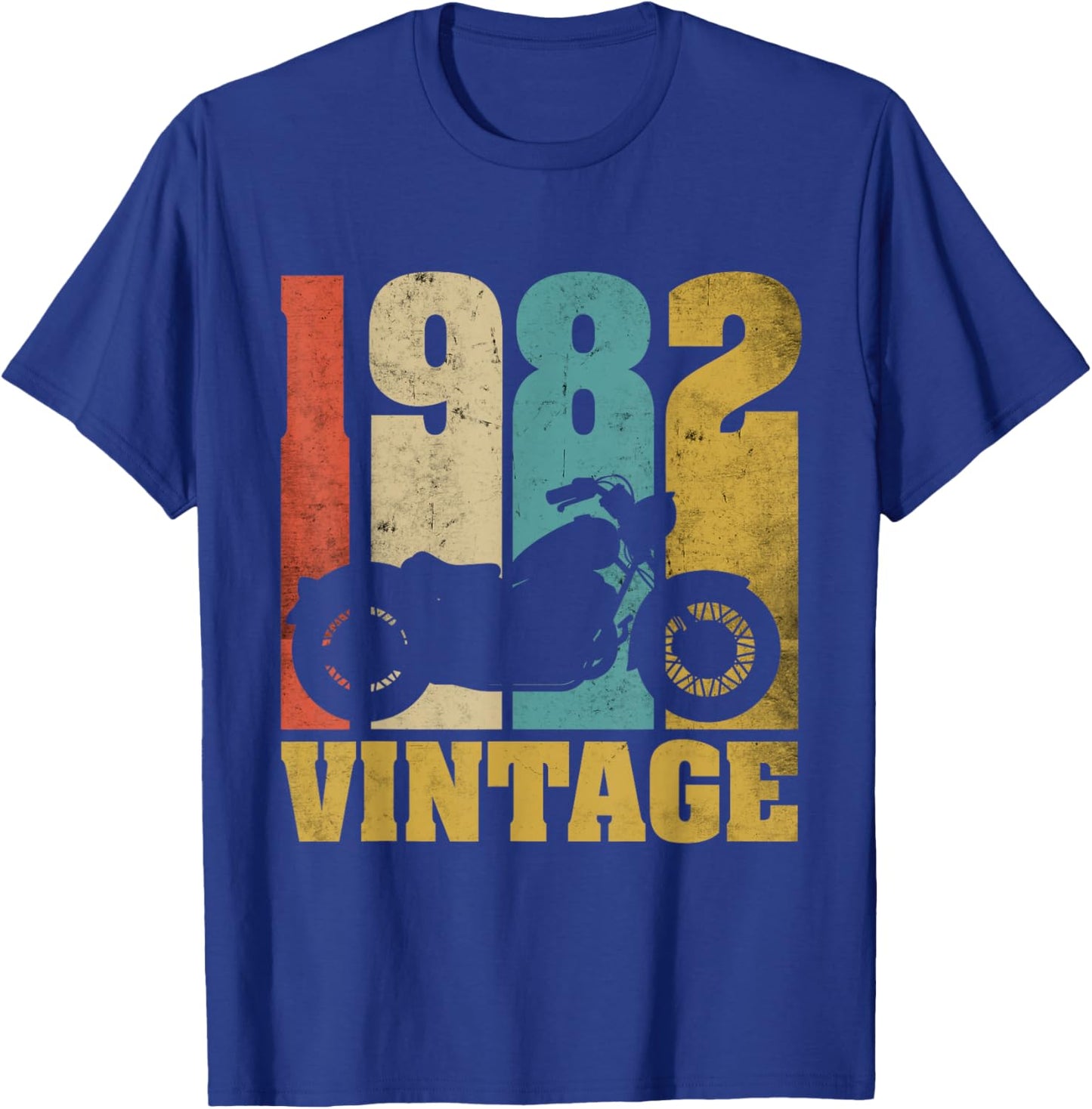 43rd Birthday Motorcycle Dad Biker Gift Vintage 1982 T-Shirt - T-Shirt | Royal