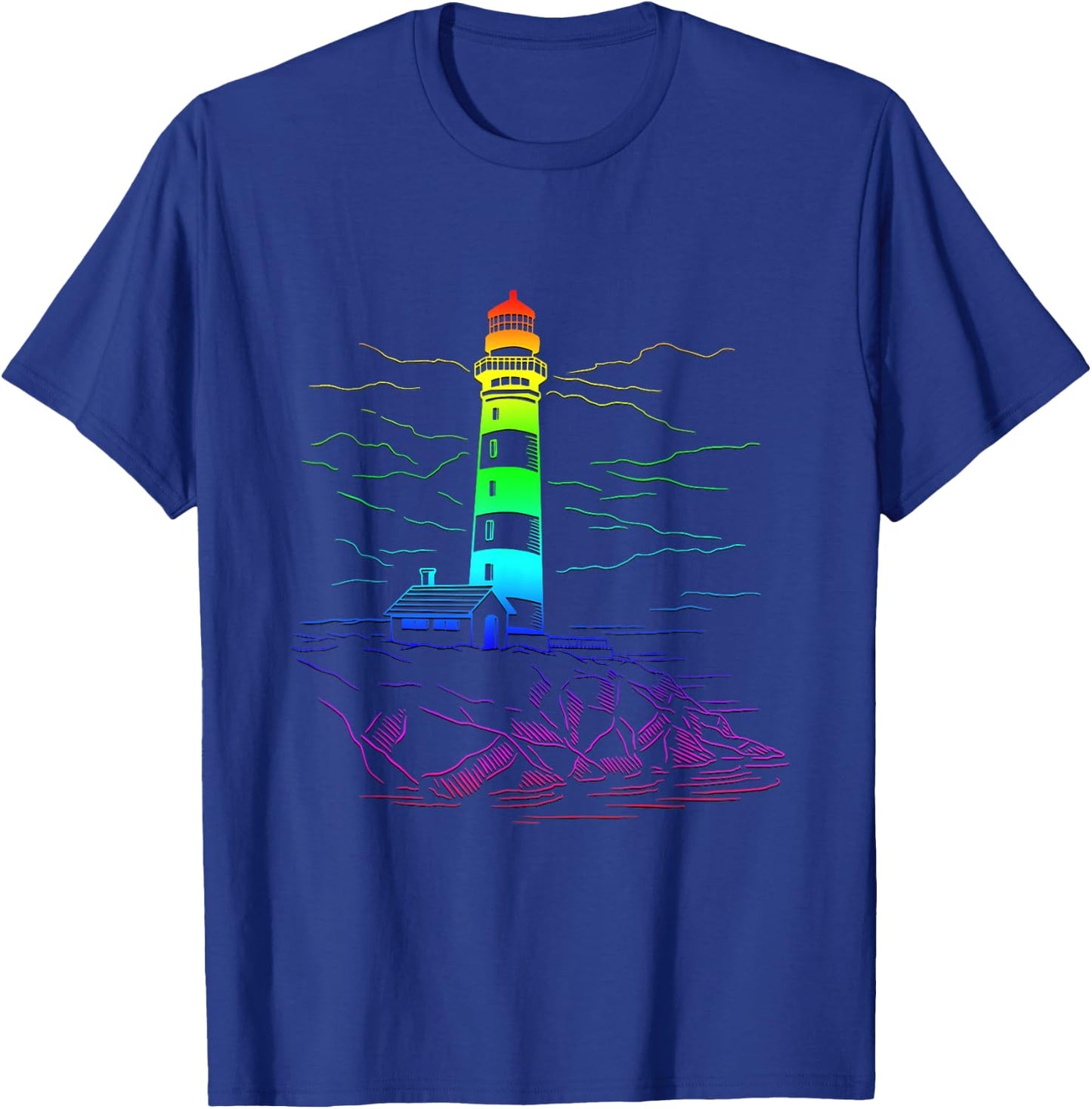 LGBT Lighthouse Homosexual Boating Seaside Rainbow Sailing T-Shirt - T-Shirt | Royal
