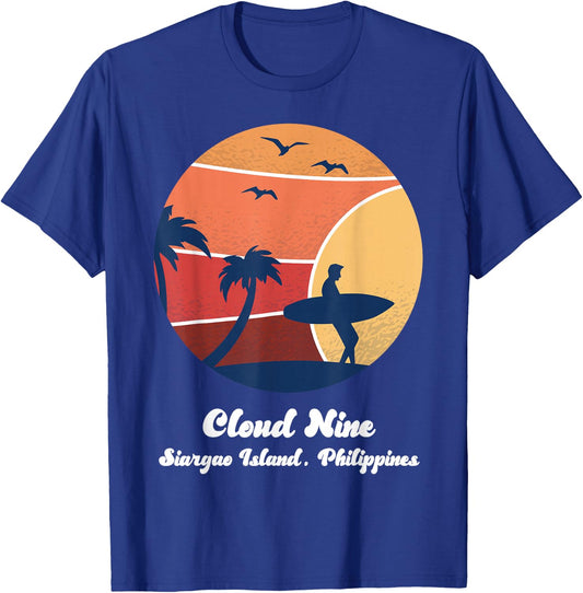 Cloud Nine Siargao Island Philippines Surfing Vintage Surfer T-Shirt - T-Shirt | Royal