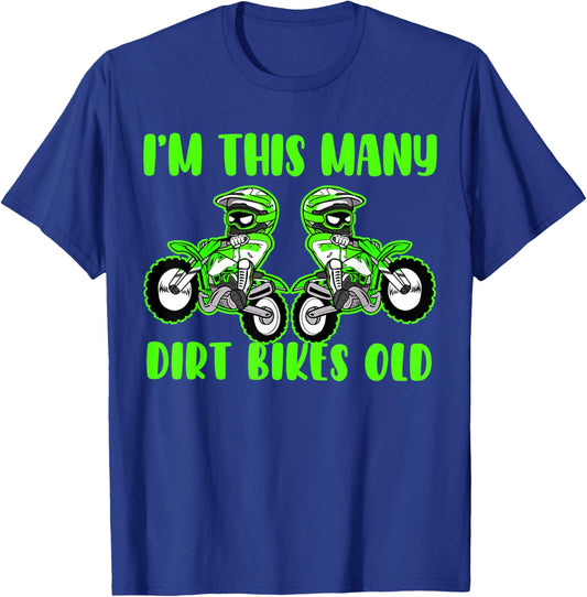 I'm This Many Dirt Bikes 2 Year Old 2nd Birthday Motocross T-Shirt - T-Shirt | Royal