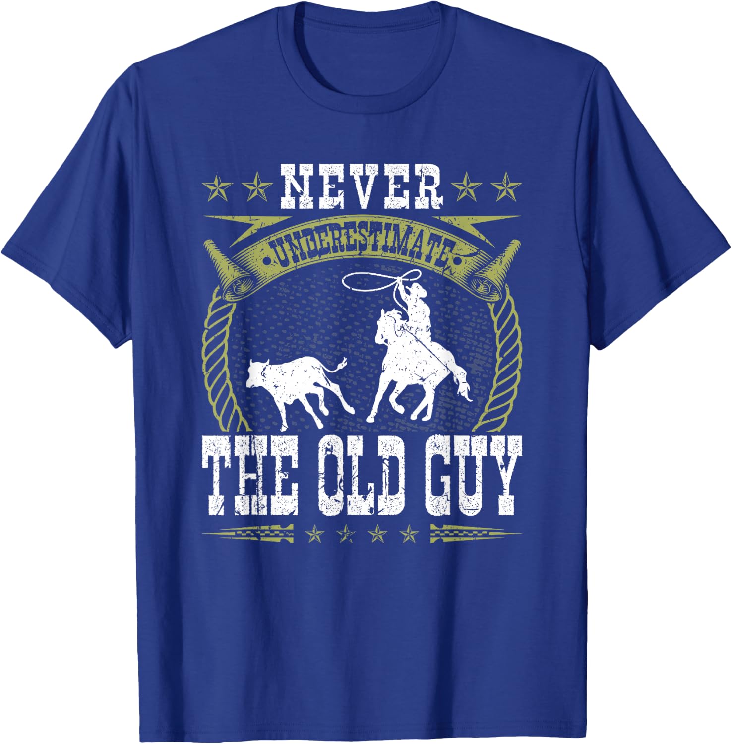 Breakaway Roping Old Guy Cowboy Rodeo Men Calf Roping T-Shirt - T-Shirt | Royal
