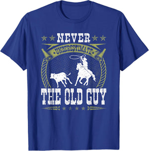 Breakaway Roping Old Guy Cowboy Rodeo Men Calf Roping T-Shirt - T-Shirt | Royal