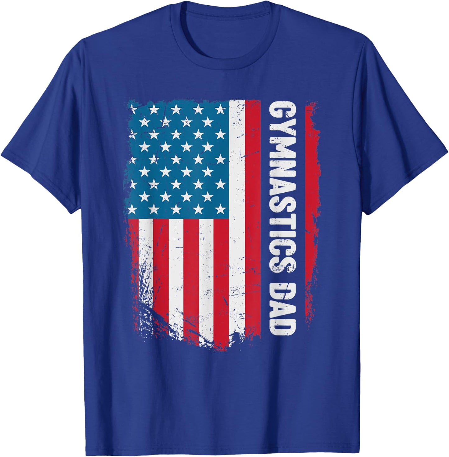 Funny Gymnastics Dad America US Flag Patriot Vintage Gift T-Shirt - T-Shirt | Royal