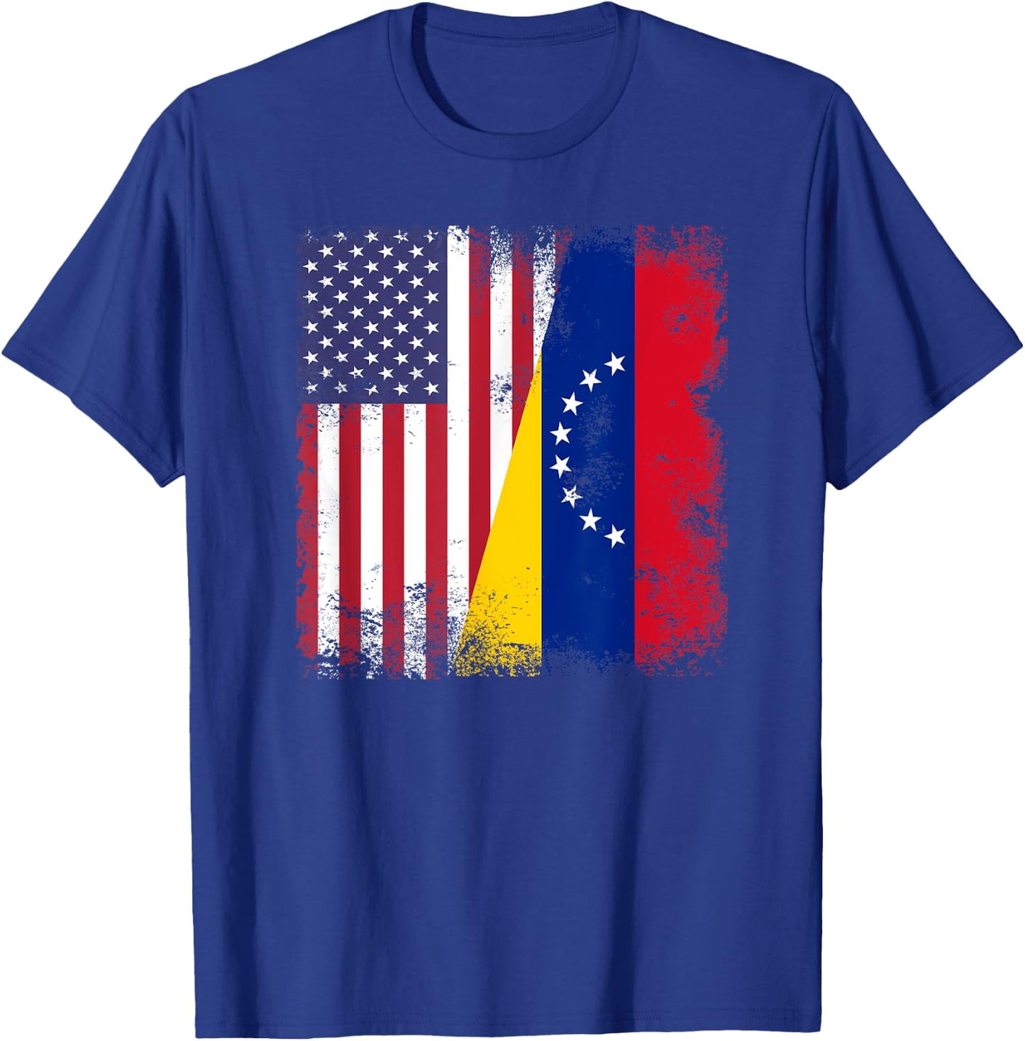 Half Venezuelan Flag | Vintage Venezuela USA Gift T-Shirt - T-Shirt | Royal