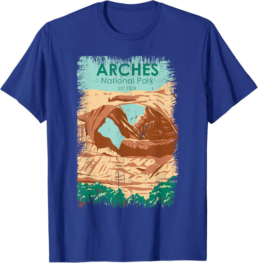 Arches National Park Double Arch Vintage Distressed T-Shirt - T-Shirt | Royal