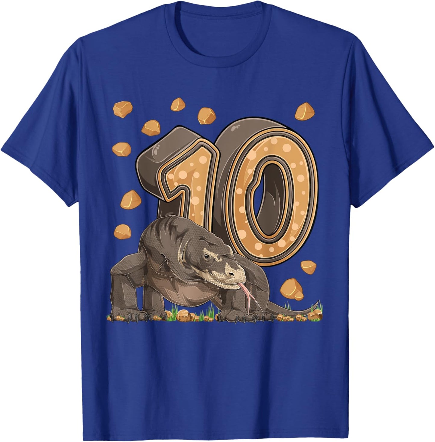 10 Year Old Komodo dragon Reptile 10th Birthday Party B-day T-Shirt - T-Shirt | Royal