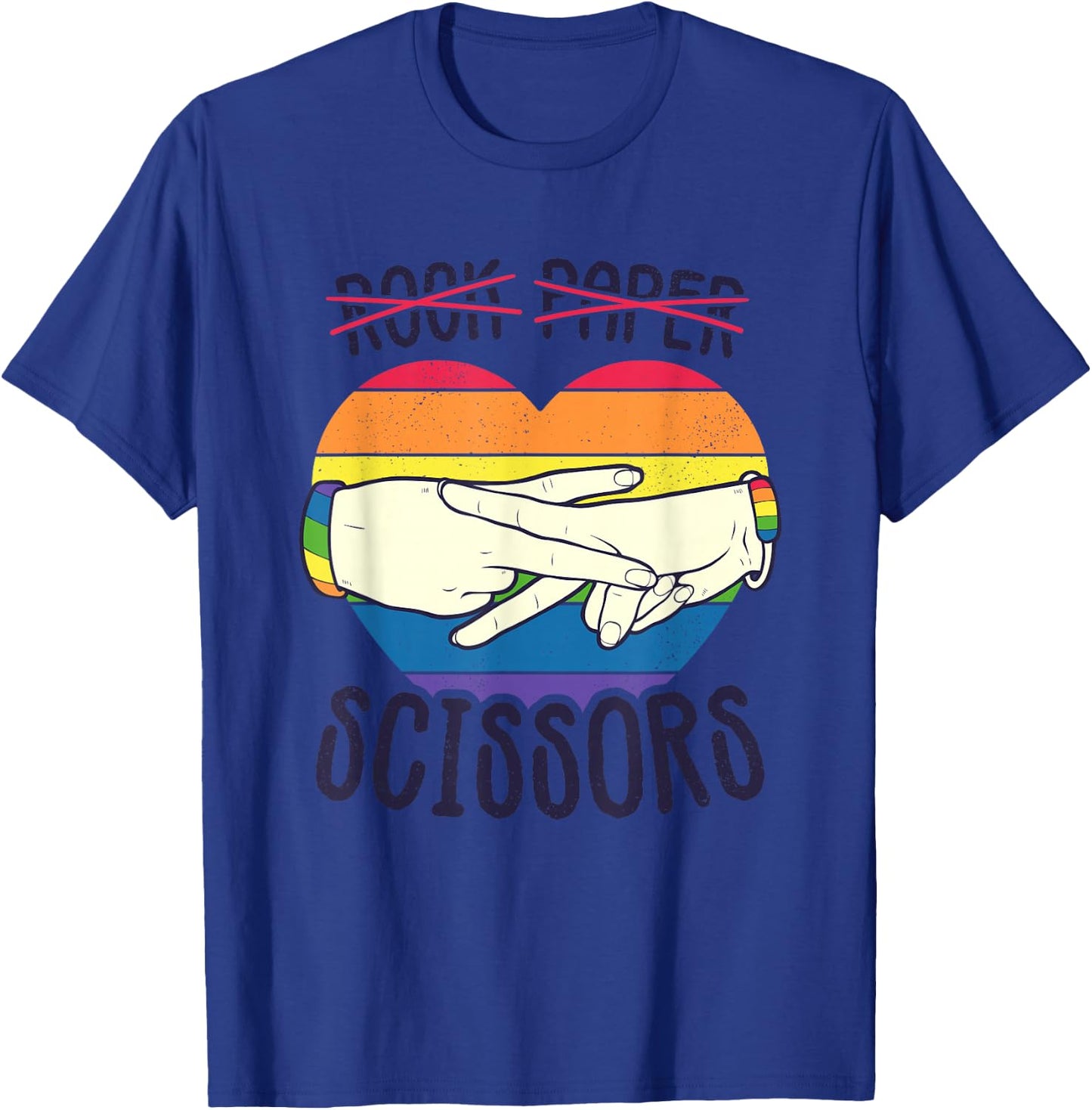 Funny Lesbian Pride Flag Rock Paper Scissors Lesbian Pride T-Shirt - T-Shirt | Royal