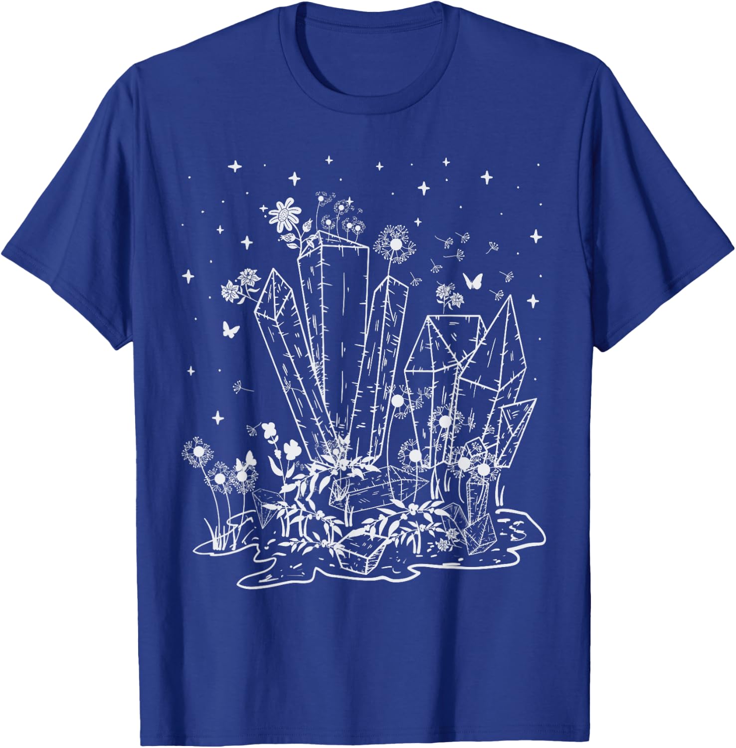 Adult witch crystals with butterflies and flowers T-Shirt - T-Shirt | Royal
