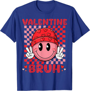 Retro Valentine's Day Heart Valentine Bruh Boys Girls Kids T-Shirt - T-Shirt | Royal