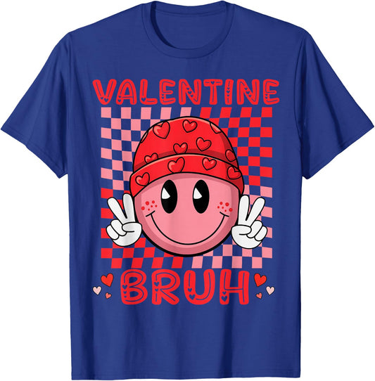 Retro Valentine's Day Heart Valentine Bruh Boys Girls Kids T-Shirt - T-Shirt | Royal