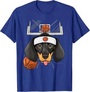 Dachshund Basketball Dog Lovers Basketball Player T-Shirt - T-Shirt | Royal