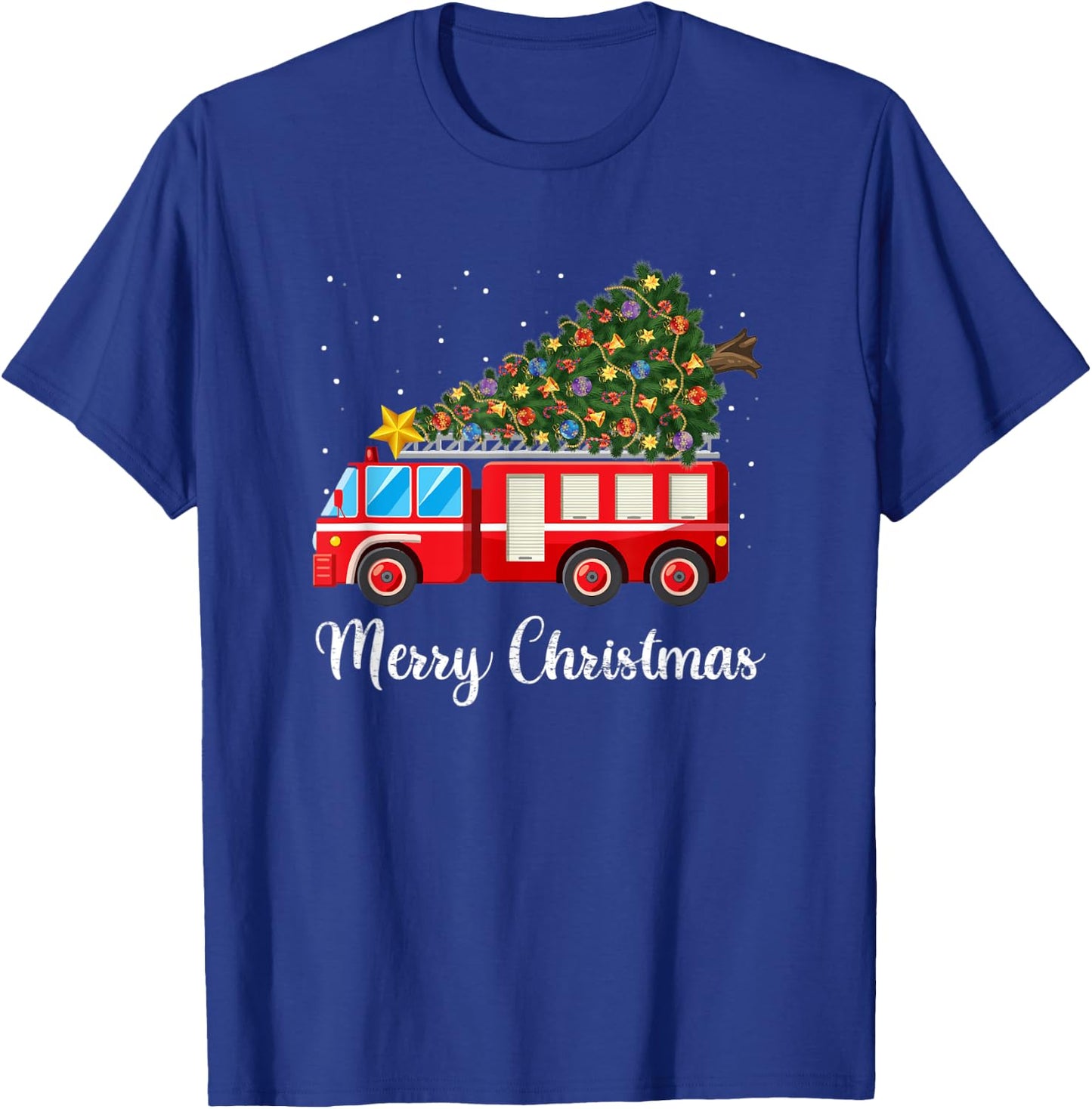 Firefighter Fire Truck Christmas Tree Fire Truck Xmas Gift T-Shirt - T-Shirt | Royal