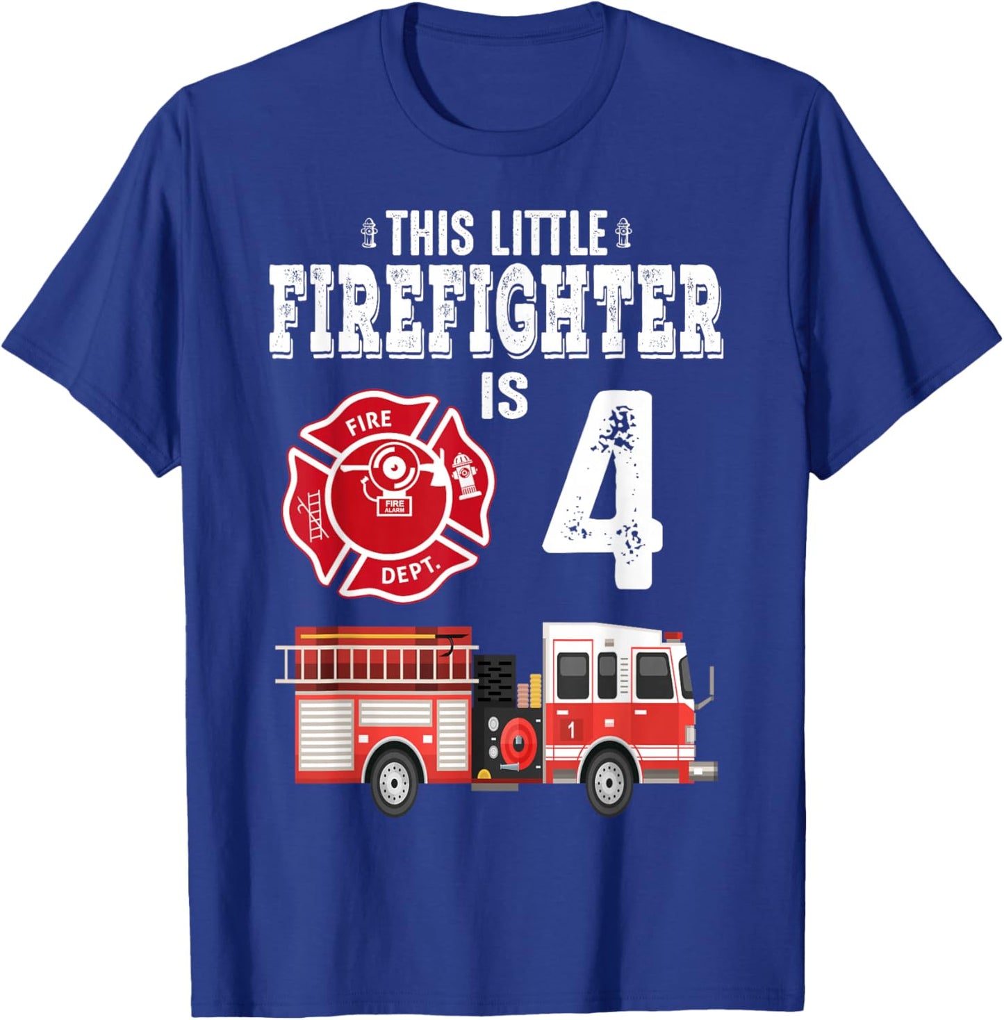Sound The Alarm I'm 4 Funny Future Firefighter Birthday T-Shirt - T-Shirt | Royal
