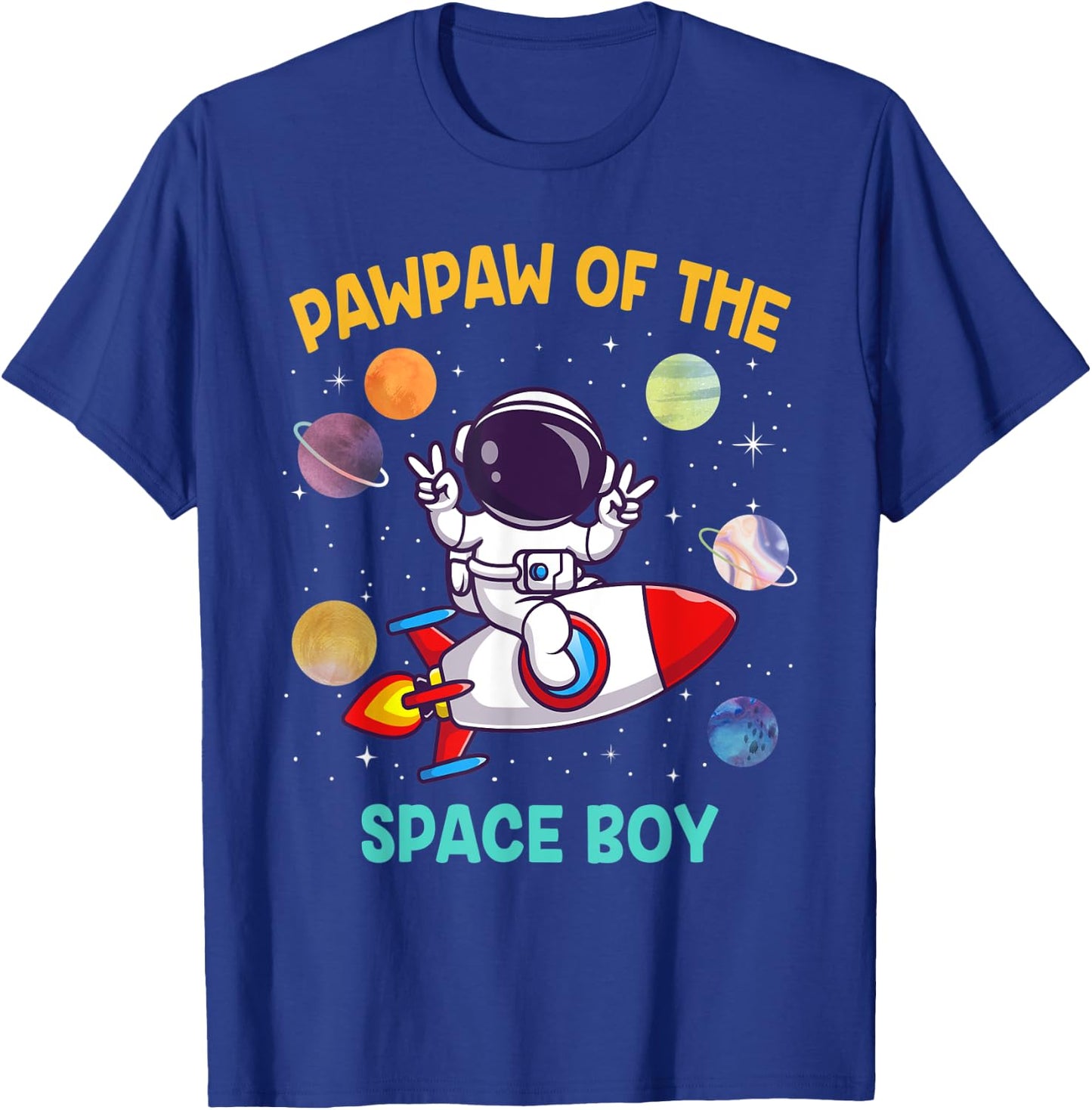 PawPaw Of The Birthday Astronaut Space Boy Theme T-Shirt - T-Shirt | Royal