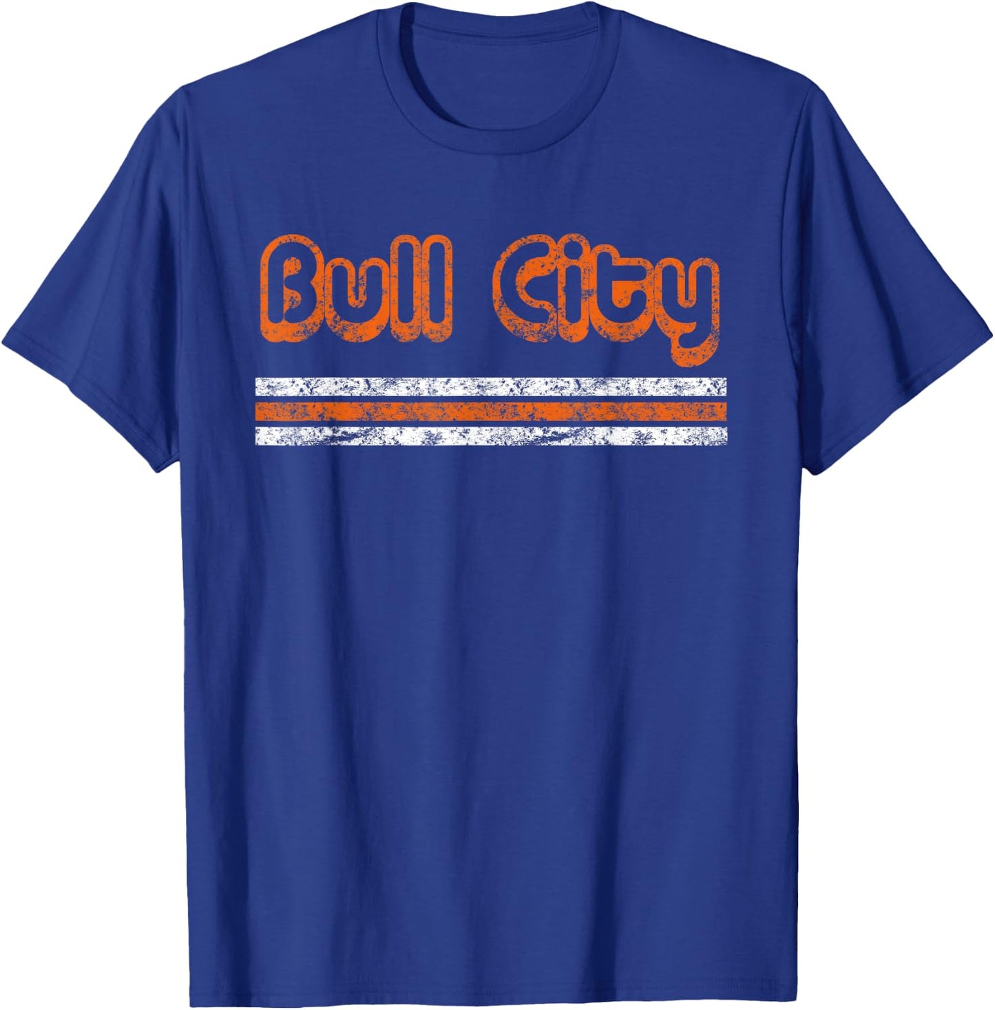 Durham Bull City Retro Three Stripe Vintage Weathered T-Shirt - T-Shirt | Royal