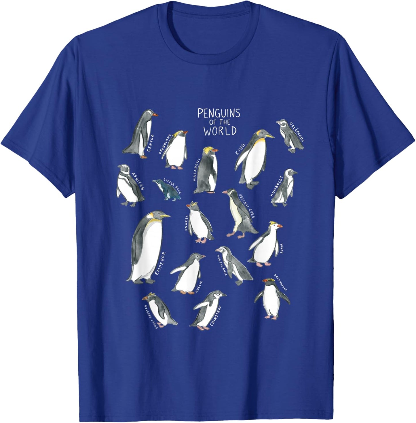 All types of penguins in the world watercolour T-Shirt - T-Shirt | Royal