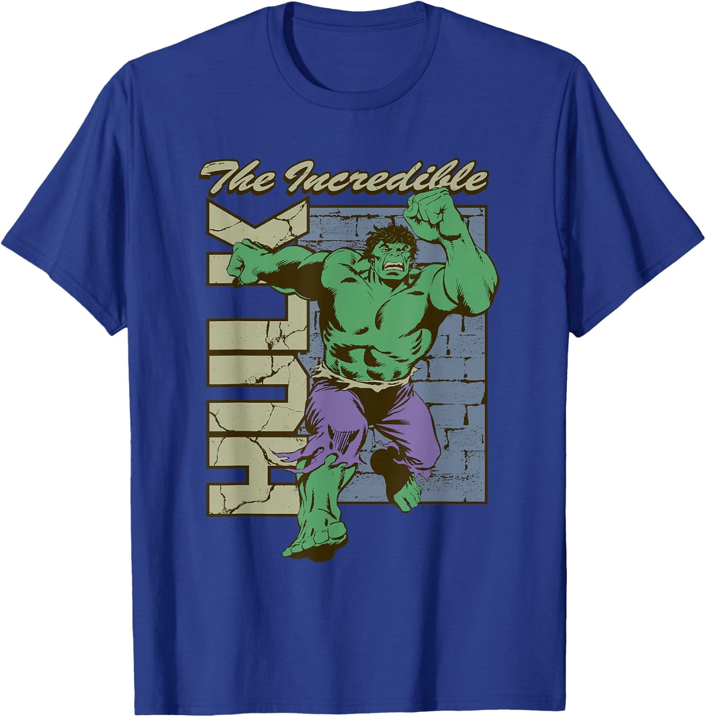 Marvel Comics Incredible Hulk Vintage Comic Brick Wall T-Shirt - T-Shirt | Royal