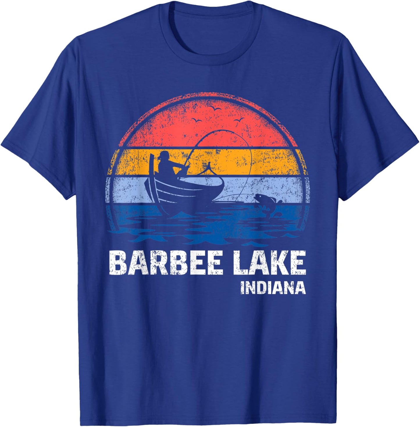Vintage Retro Indiana Barbee Lake Summer Fishing T-Shirt - T-Shirt | Royal