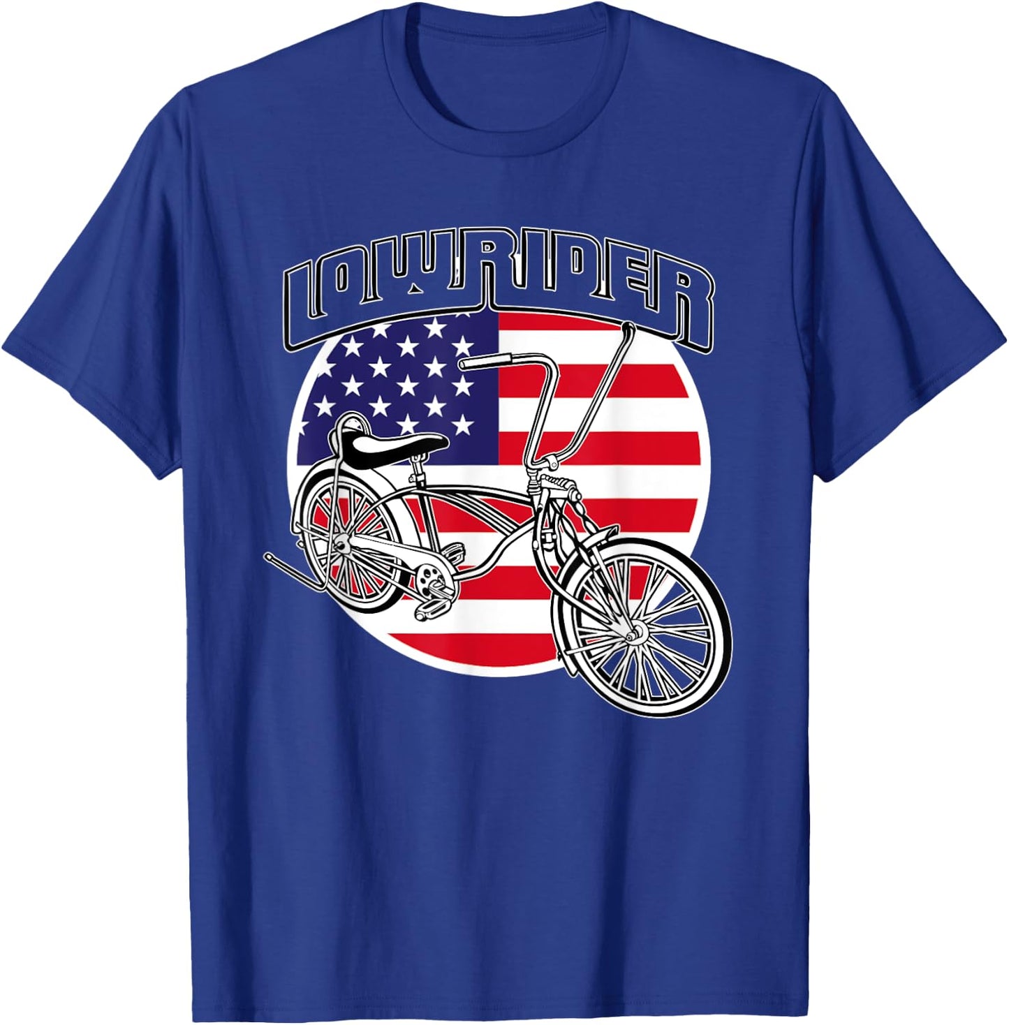 Low Rider Bicycle American Flag Chicano Lowrider Bike T-Shirt - T-Shirt | Royal