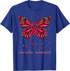 Vasculitis Awareness Butterfly T-Shirt - T-Shirt | Royal