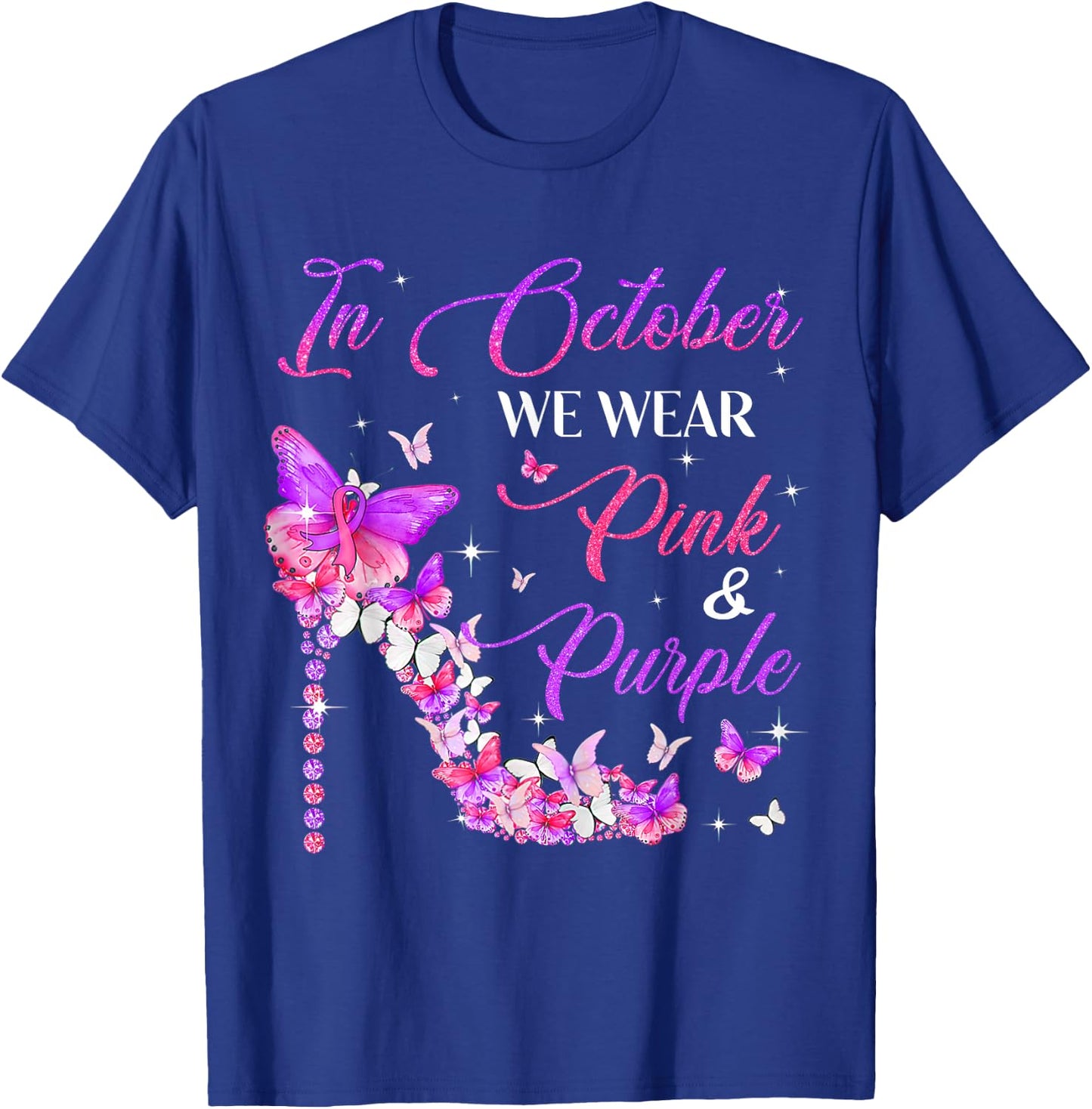 Butterfly Domestic Violence & Breast Cancer Awareness T-Shirt - T-Shirt | Royal
