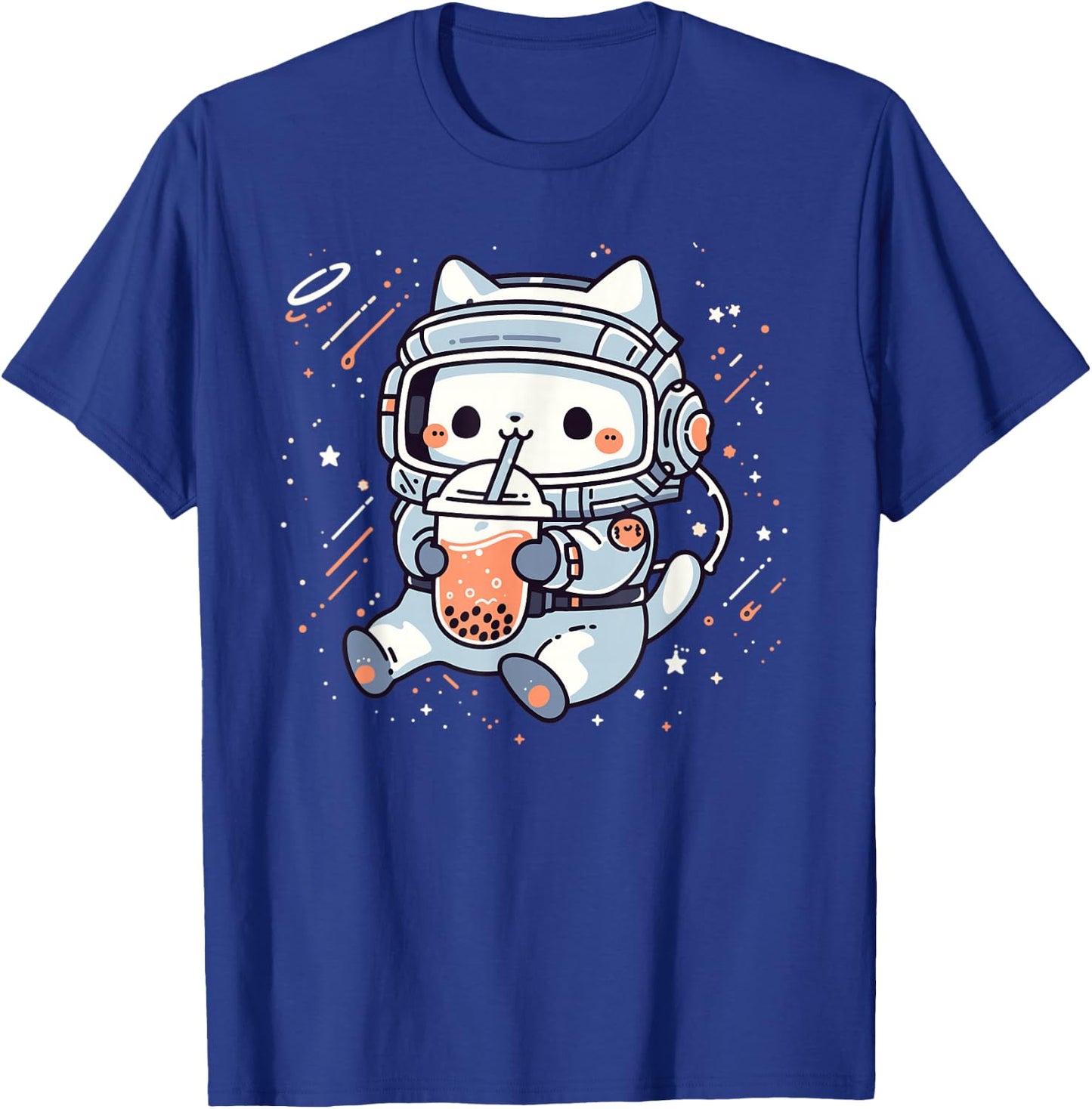 Kawaii Cat Bubble Boba Tea In Space Astronaut Anime Girls T-Shirt - T-Shirt | Royal