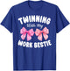 Pink Bow Twinning with My Work Bestie Friends Twins Day Girl T-Shirt - T-Shirt | Royal