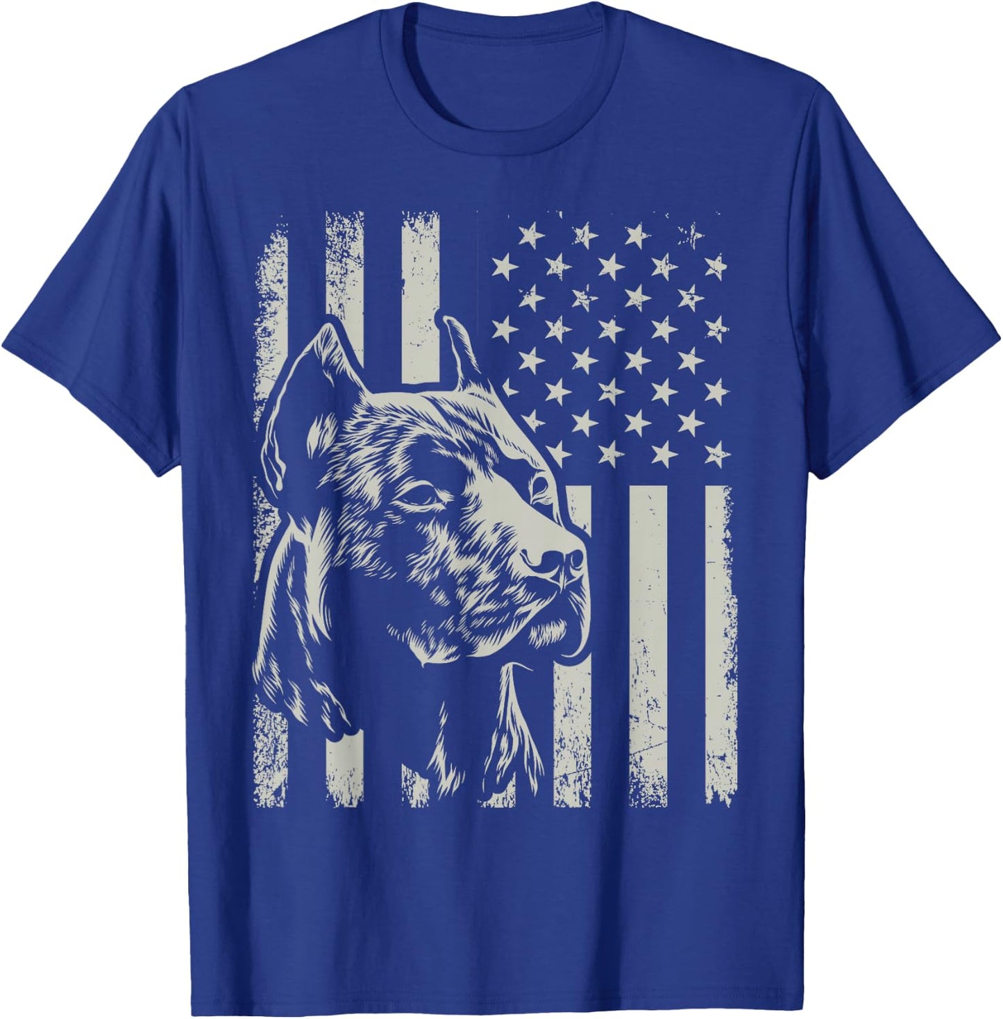 Proud Patriotic Pit Bull Owner Lover American Flag T-Shirt - T-Shirt | Royal