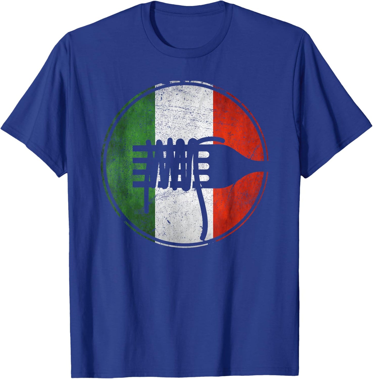 Italian Fun Flag Italy Spaghetti Fork Italia Pasta Men Women T-Shirt - T-Shirt | Royal