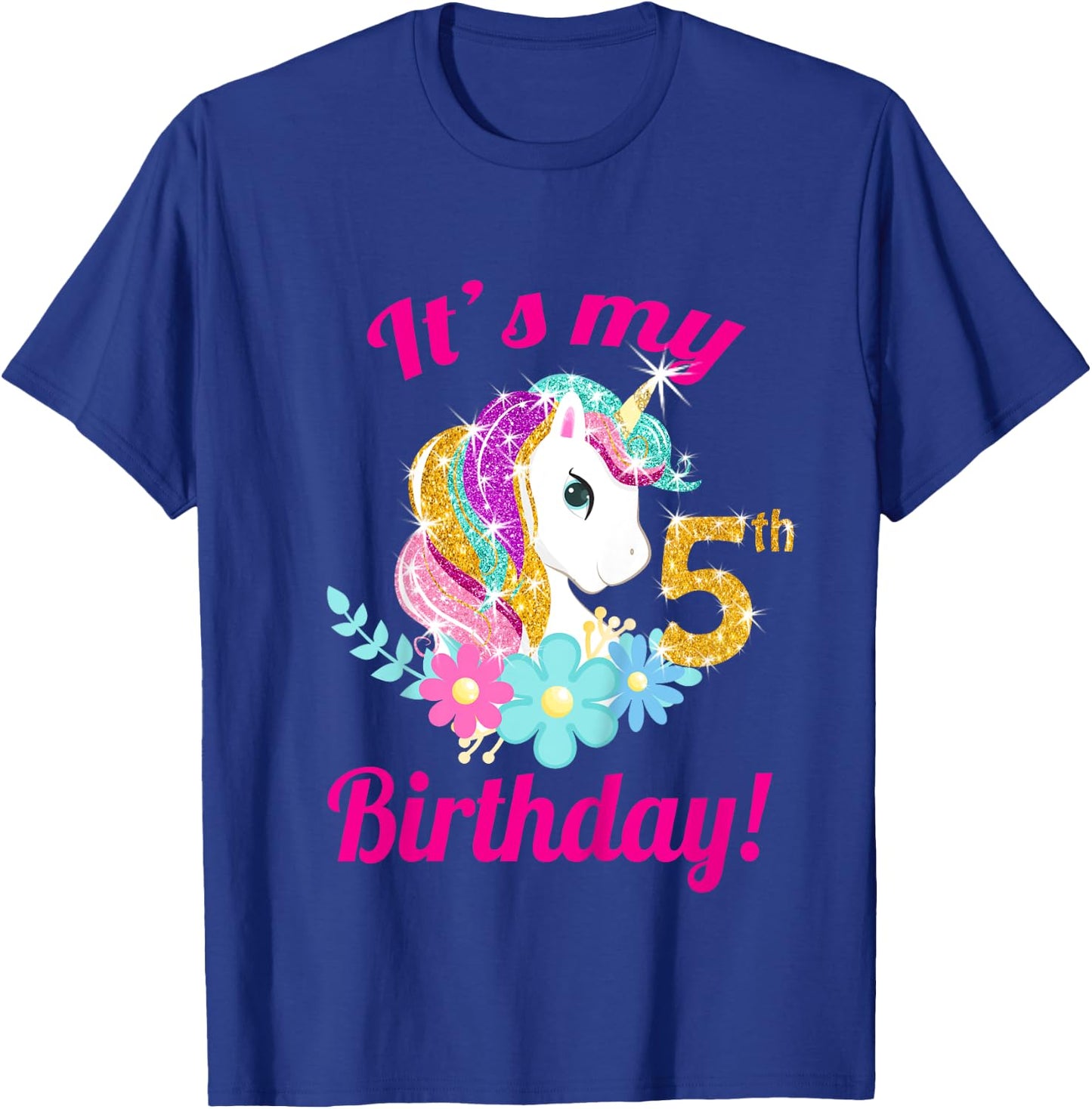 Its My 5th Birthday Unicorn Shirt (5 year old girls outfit) T-Shirt - T-Shirt | Royal