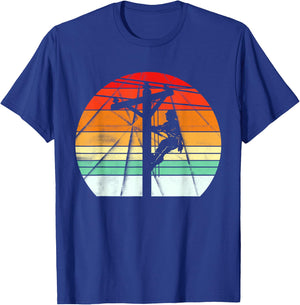Lineman Retro Style Electrician Support Your Local Pole T-Shirt - T-Shirt | Royal