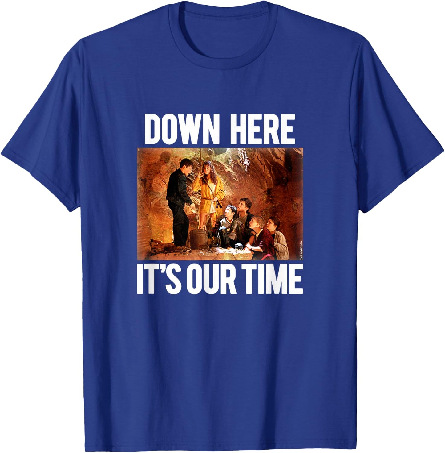 The Goonies Down Here It's Our Time Cave Photo Movie T-Shirt - T-Shirt | Royal