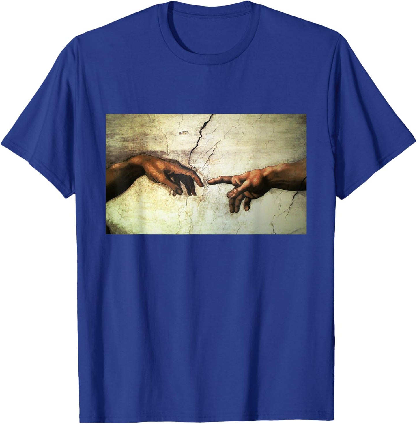 MichelAngelo - creation of Adam - vintage art T-Shirt - T-Shirt | Royal