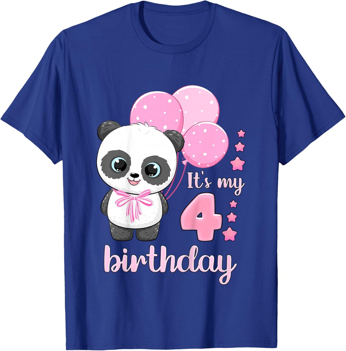 Birthday Girl 4 Panda Pink Balloons T-Shirt - T-Shirt | Royal