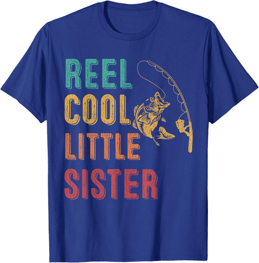 Reel Cool Little Sister Funny Matching Family Fishing T-Shirt - T-Shirt | Royal