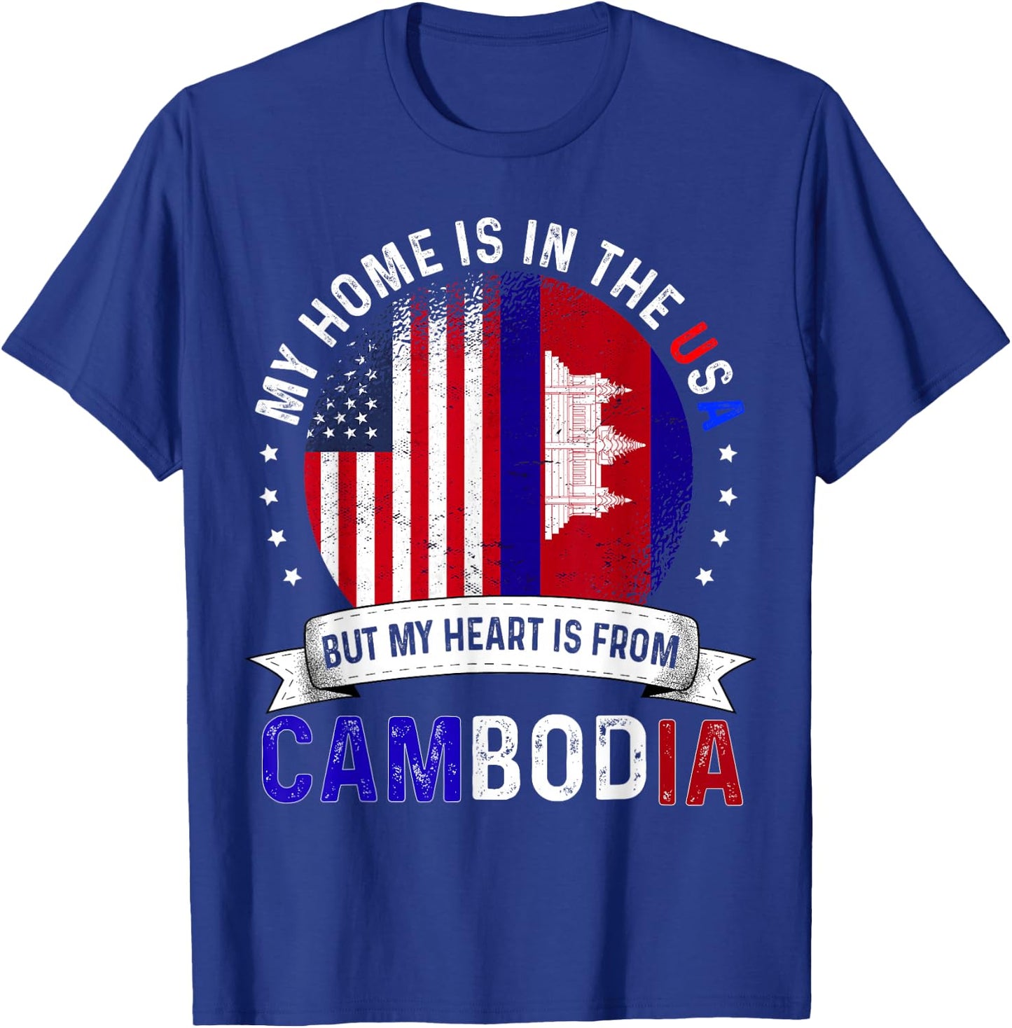 Cambodian American Patriot Heart is from Cambodia Flag T-Shirt - T-Shirt | Royal