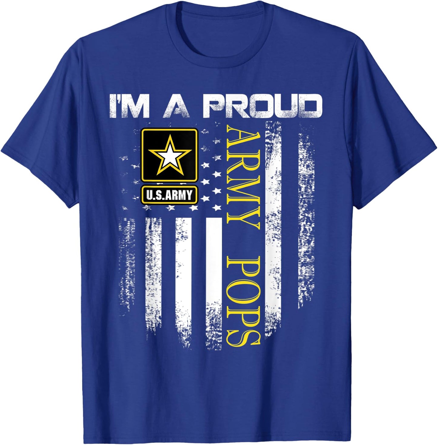 Vintage I'm A Proud Army Pops With American Flag Gift T-Shirt - T-Shirt | Royal