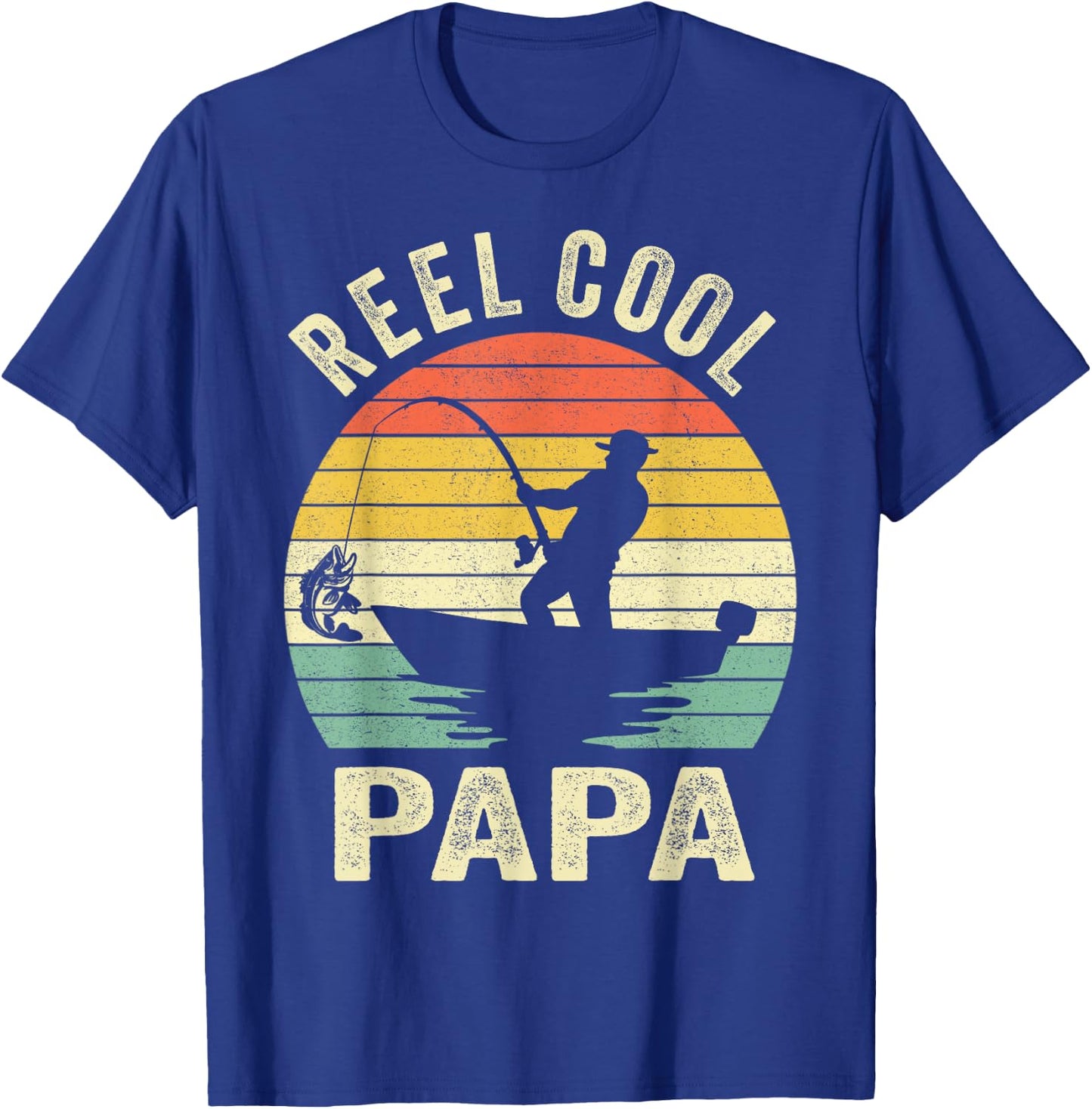 Reel Cool Papa Fishing Dad Gifts Father's Day Fisherman Fish T-Shirt - T-Shirt | Royal