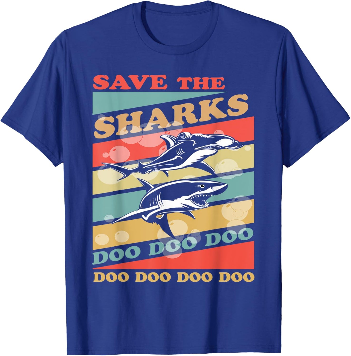 Retro Vintage Save The Sharks Shirt. Rescue, Protect T-Shirt - T-Shirt | Royal
