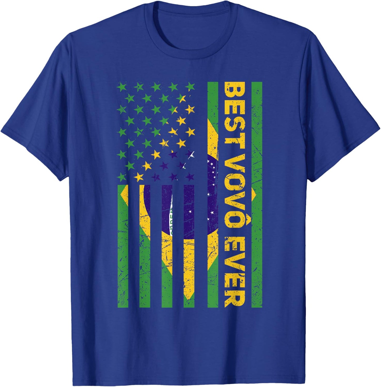 Best Vovô Brazil American Flag Retro Brasilian Grandpa T-Shirt - T-Shirt | Royal